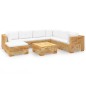 vidaXL Juego muebles de jardín 8 piezas y cojines madera maciza teca vidaXL Juego muebles de jardín 8 piezas y cojines madera maciza teca