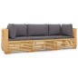 vidaXL Juego muebles de jardín 3 piezas y cojines madera maciza teca vidaXL Juego muebles de jardín 3 piezas y cojines madera maciza teca