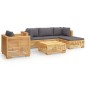 vidaXL Juego muebles de jardín 6 piezas y cojines madera maciza teca vidaXL Juego muebles de jardín 6 piezas y cojines madera maciza teca