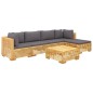 vidaXL Juego muebles de jardín 6 piezas y cojines madera maciza teca vidaXL Juego muebles de jardín 6 piezas y cojines madera maciza teca