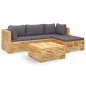 vidaXL Juego muebles de jardín 5 piezas y cojines madera maciza teca vidaXL Juego muebles de jardín 5 piezas y cojines madera maciza teca