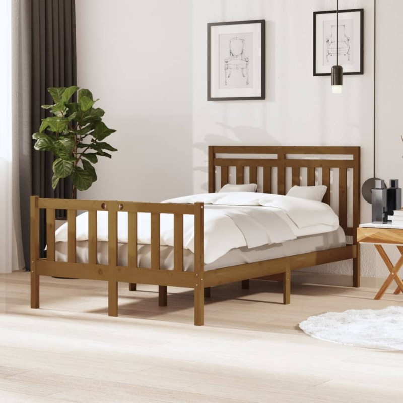 vidaXL Estructura de cama de madera maciza marrón miel 120x200 cm vidaXL Estructura de cama de madera maciza marrón miel 120x200 cm
