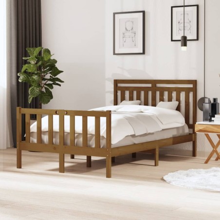 vidaXL Estructura de cama de madera maciza marrón miel 120x200 cm
