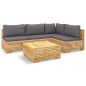vidaXL Juego muebles de jardín 5 piezas y cojines madera maciza teca vidaXL Juego muebles de jardín 5 piezas y cojines madera maciza teca