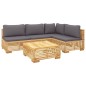 vidaXL Juego muebles de jardín 5 piezas y cojines madera maciza teca vidaXL Juego muebles de jardín 5 piezas y cojines madera maciza teca