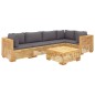vidaXL Juego muebles de jardín 6 piezas y cojines madera maciza teca vidaXL Juego muebles de jardín 6 piezas y cojines madera maciza teca