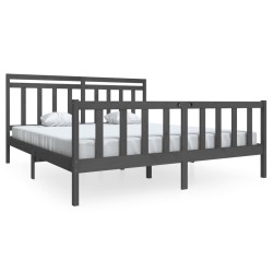 vidaXL Estructura de cama de madera maciza gris 180x200 cm