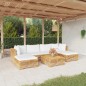 vidaXL Juego muebles de jardín 7 piezas y cojines madera maciza teca vidaXL Juego muebles de jardín 7 piezas y cojines madera maciza teca