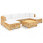 vidaXL Juego muebles de jardín 7 piezas y cojines madera maciza teca vidaXL Juego muebles de jardín 7 piezas y cojines madera maciza teca