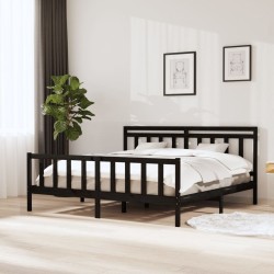 vidaXL Estructura de cama de madera maciza negra 180x200 cm