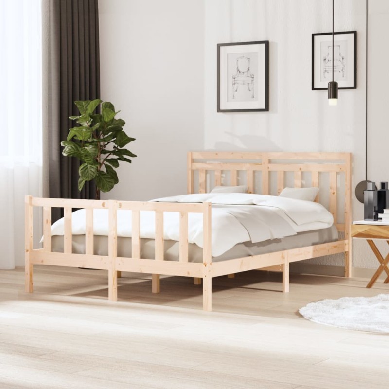 vidaXL Estructura de cama de madera maciza 150x200 cm vidaXL Estructura de cama de madera maciza 150x200 cm