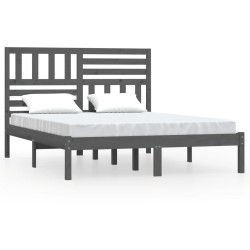 vidaXL Estructura de cama madera maciza de pino gris 120x200 cm