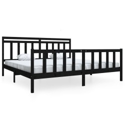 vidaXL Estructura de cama de madera maciza negra 200x200 cm