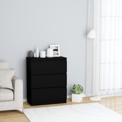 vidaXL Aparador de madera contrachapada negro 60x35x76 cm