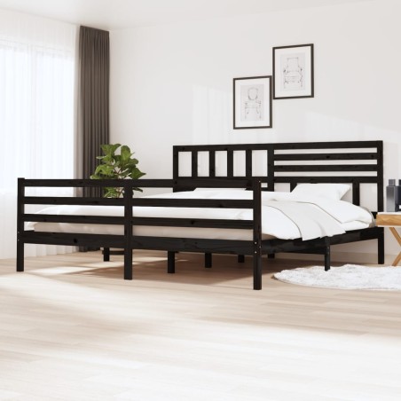 vidaXL Estructura de cama de madera maciza negro 200x200 cm
