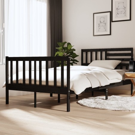 vidaXL Estructura de cama de madera maciza negro 120x190 cm