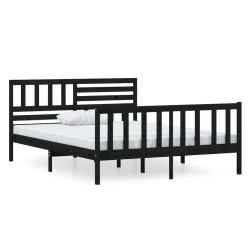 vidaXL Estructura de cama de madera maciza negro 120x190 cm