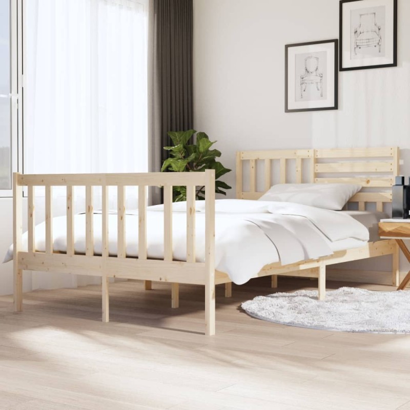 vidaXL Estructura de cama de madera maciza 140x190 cm vidaXL Estructura de cama de madera maciza 140x190 cm
