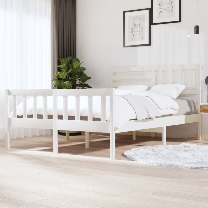 vidaXL Estructura de cama de madera maciza blanco 150x200 cm