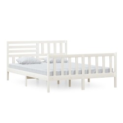 vidaXL Estructura de cama de madera maciza blanco 150x200 cm