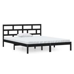 vidaXL Estructura de cama madera maciza negro 120x190 cm