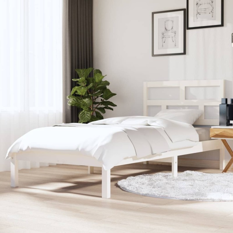 vidaXL Estructura de cama madera maciza blanco 90x190 cm vidaXL Estructura de cama madera maciza blanco 90x190 cm