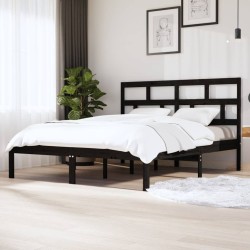 vidaXL Estructura de cama de matrimonio madera maciza negro 180x200 cm
