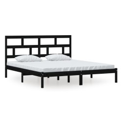 vidaXL Estructura de cama de matrimonio madera maciza negro 180x200 cm