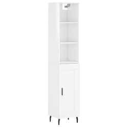 vidaXL Aparador alto madera contrachapada blanco brillo 34,5x34x180 cm