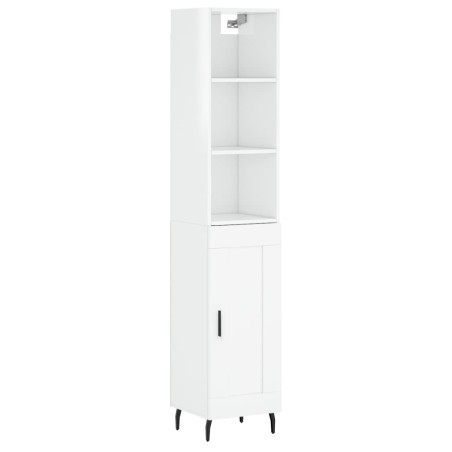 vidaXL Aparador alto madera contrachapada blanco brillo 34,5x34x180 cm