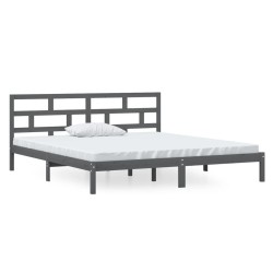vidaXL Estructura de cama de madera maciza de pino gris 140x190 cm