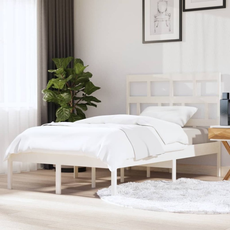 vidaXL Estructura de cama madera maciza de pino blanco 120x200 cm