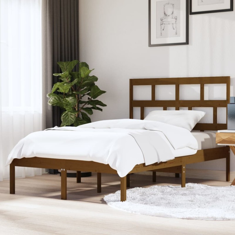 vidaXL Estructura de cama madera maciza de pino marrón miel 140x200 cm vidaXL Estructura de cama madera maciza de pino marrón miel 140x200 cm