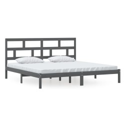 vidaXL Estructura de cama de madera maciza de pino gris 200x200 cm