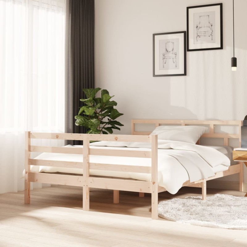 vidaXL Estructura de cama de madera maciza de pino 140x190 cm vidaXL Estructura de cama de madera maciza de pino 140x190 cm