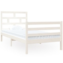 vidaXL Estructura de cama madera maciza blanco individual 90x190 cm