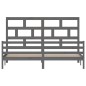 vidaXL Estructura de cama de madera maciza de pino gris 200x200 cm vidaXL Estructura de cama de madera maciza de pino gris 200x200 cm