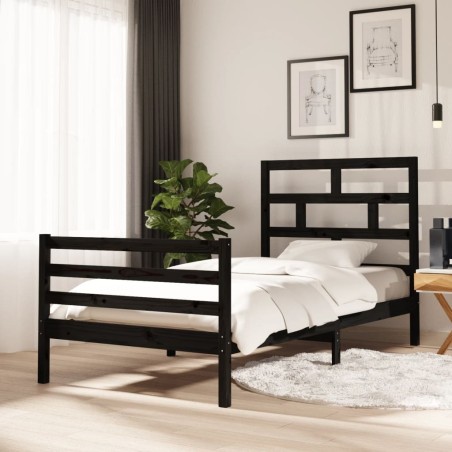 vidaXL Estructura de cama madera maciza de pino negro 100x200 cm