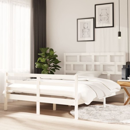 vidaXL Estructura de cama King Size madera maciza blanco 150x200 cm
