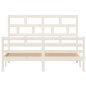 vidaXL Estructura de cama King Size madera maciza blanco 150x200 cm vidaXL Estructura de cama King Size madera maciza blanco 150x200 cm