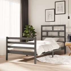 vidaXL Estructura de cama madera maciza de pino gris 100x200 cm