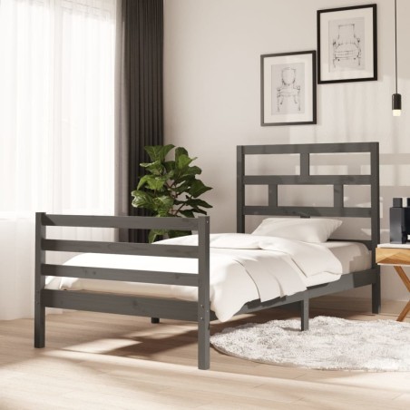 vidaXL Estructura de cama madera maciza de pino gris 100x200 cm