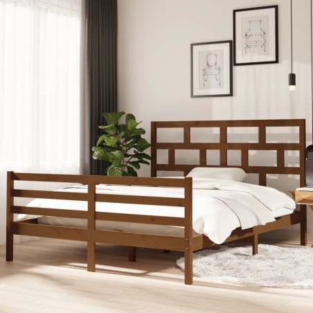 vidaXL Estructura de cama madera maciza pino marrón miel 160x200 cm