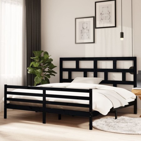 vidaXL Estructura de cama de madera maciza de pino negra 200x200 cm