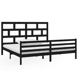 vidaXL Estructura de cama de madera maciza de pino negra 200x200 cm