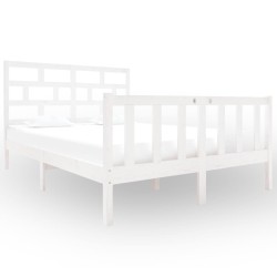vidaXL Estructura de cama de madera maciza de pino blanco 135x190 cm