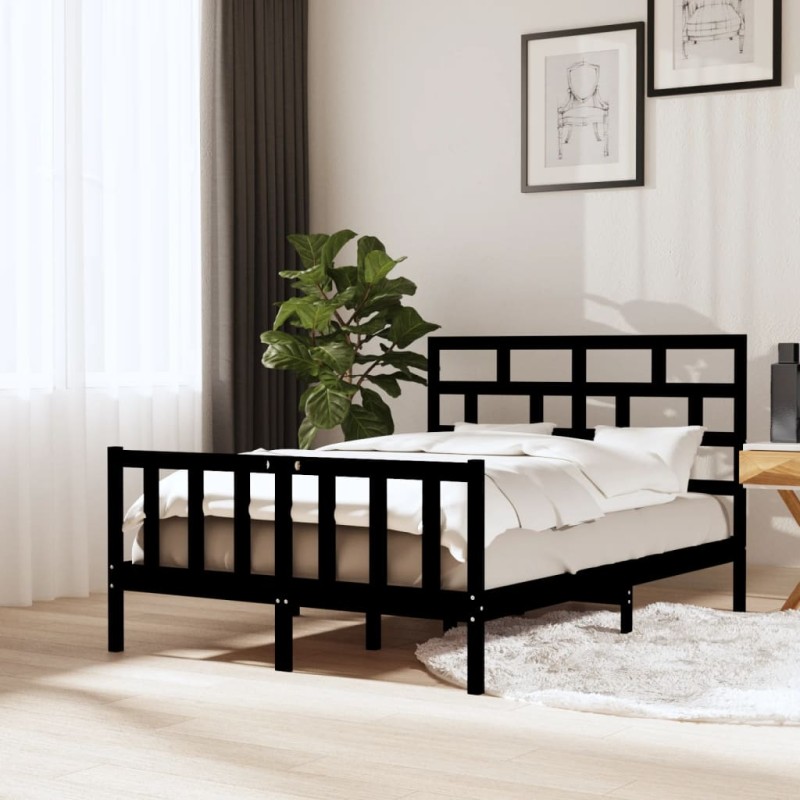 vidaXL Estructura de cama madera maciza de pino negro 120x200 cm