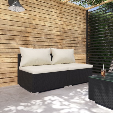 vidaXL Set de muebles de jardín 2 pzas y cojines ratán sintético negro