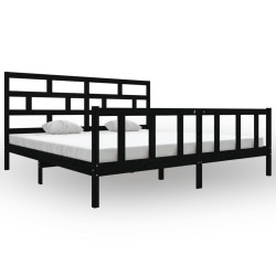 vidaXL Estructura de cama de madera maciza de pino negro 200x200 cm