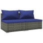 vidaXL Set de muebles de jardín 2 pzas y cojines ratán sintético gris